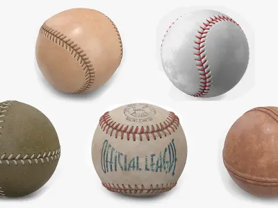 Vintage Baseball Balls Collection 4 3D model