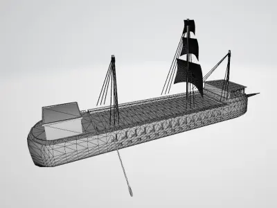 Old Navy Ship Low-poly 3D model