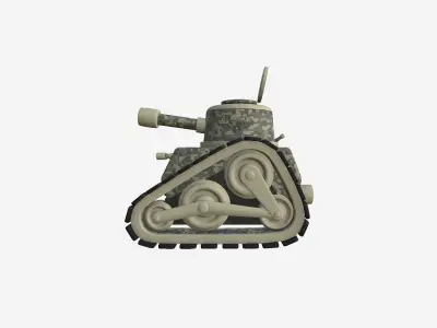 War Tank Cartoon A09 Digital Camouflage - Military Vehicle Low-poly 3D model