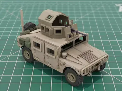 M1114 Armored HMMWV Iraq Pattern 4x4 Army Jeep 3D print model
