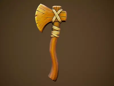 Wooden axe - Game Ready Weapon Free low-poly 3D model
