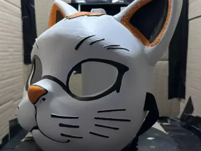 Minimalist Cat Mask with Color Character 3D model Low-poly Low-poly 3D model
