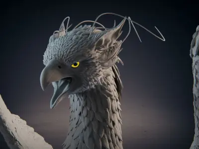 Grifon dragon with wings 3D model