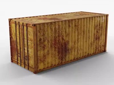 20Ft Cargo Container - Yellow - Rusted 3D model