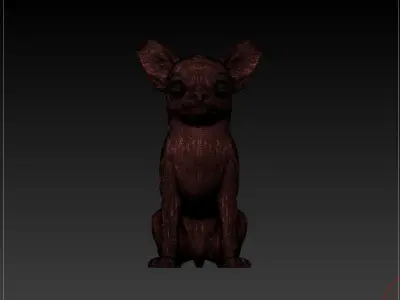 chihuahua dog solid model monochromatic 3D model