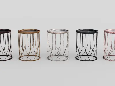 Metallic Side Table Collection - Antique Look 3D model