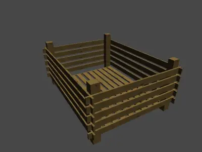 Wooden crate  Low-poly 3D model