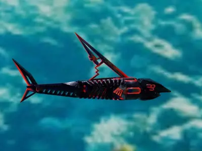 robot shark Low-poly 3D model