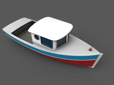 Vintage Cruiser Boat Low-poly 3D model