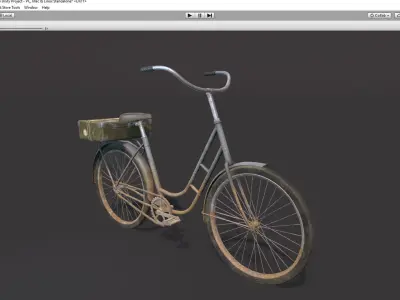 PBR Bicycle with suitcase Low-poly 3D model