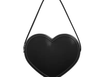 Black Leather Heart Bag 3D model