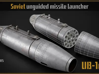 Game ready model of  UB-16-57 unguided missile rockets launcher Low-poly 3D model