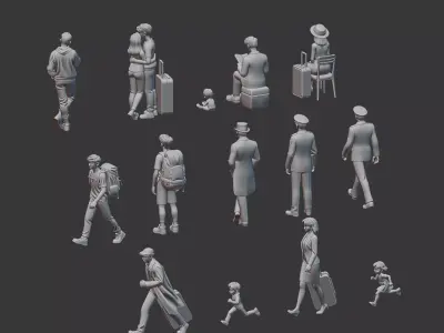 Train Station  Diorama Figures 3D print model