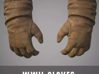 WWII Gloves Low-poly 3D model