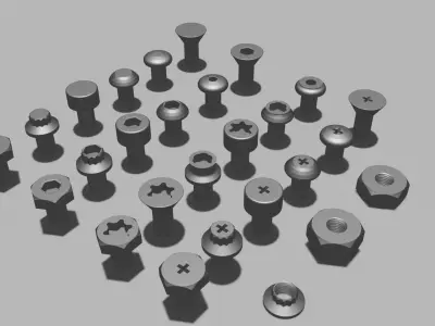 24 bolt and  3 nut 3d model 3D model