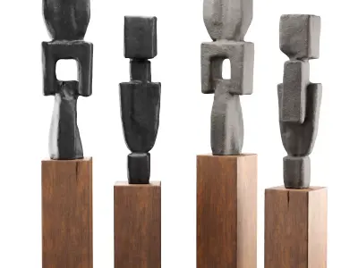 Constractive modern figures sculptures Low-poly 3D model