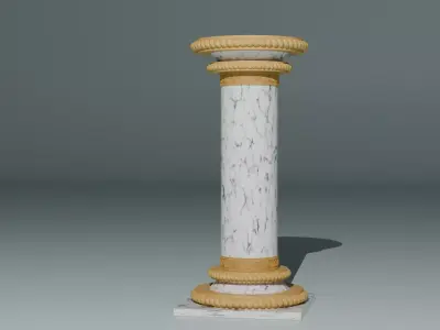 Classic Marble and Gold Decorative Pillar  High-Quality 3D Model 3D model