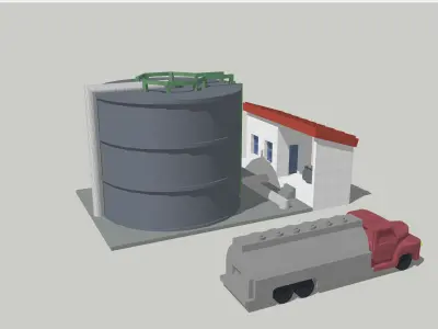 Fuel Tank Set With Truck by Outland Models Low-poly 3D model