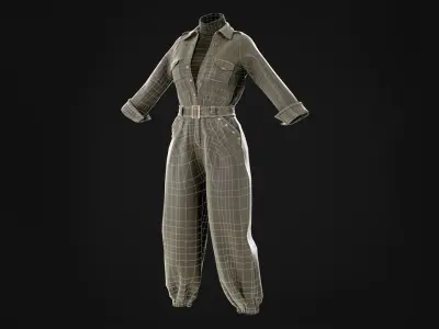 Low Poly Women Military Outfit Low-poly 3D model