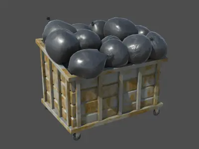 Old rusty trash dumpster Low-poly 3D model