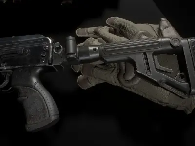 Butt of the rifle AK Low-poly 3D model