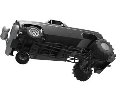 Old school pulling truck 2wd Scale 1 to 25 3D print model