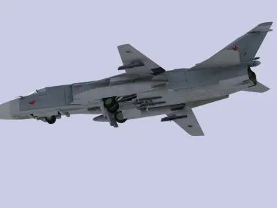 Sukhoi Su-24 Russian tactical strike bomber Low-poly 3D model