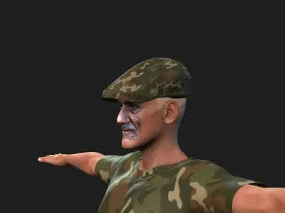 hyper realistic old hunter  3D model
