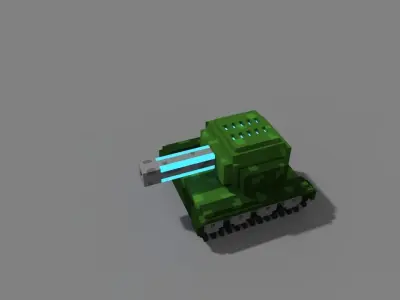 3D voxel laser tank Low-poly 3D model
