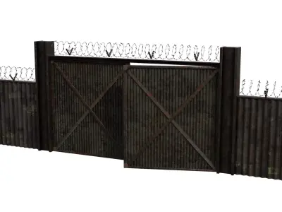 Modular Military Gate Low-poly 3D model