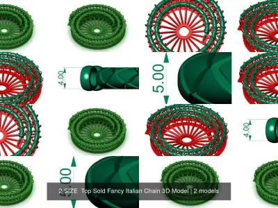 2 SIZE  Top Sold Fancy Italian Chain 3D Model 3D Model Pack