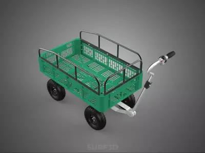 ELECTRIC PLASTIC CRATE BED RAILS FENCE CAGE TROLLEY CART TRUCK 4 3D model