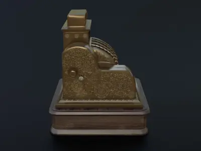 Antique Cash Register Low-poly 3D model