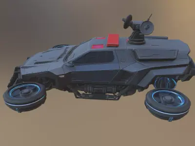 Sci-Fi Futuristic Police Hover Interceptor Vehicle 3D model