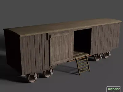 Victorian Train Cargo Carriage Low-poly 3D model