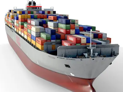 Cargo container ship 300m Low-poly 3D model