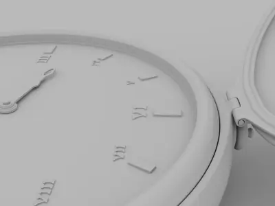 high poly pocket watch 3D model