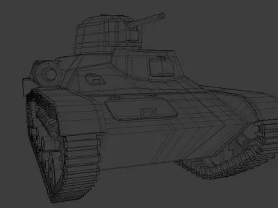 Type 97 Te-Ke tankette Low-poly 3D model