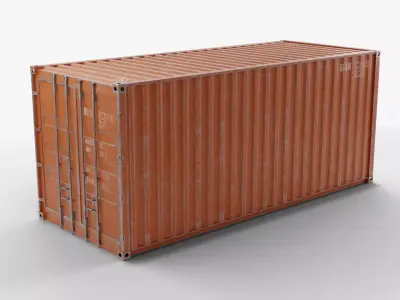 20Ft Cargo Container - Orange - Dirty 3D model