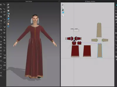 Medieval Noblewoman Dress 3D model