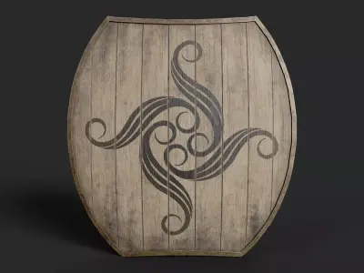 Slavic hybrid shield-painted blcak radial symbols Low-poly 3D model