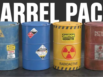 Hazardous Industrial Barrel Pack 3D model