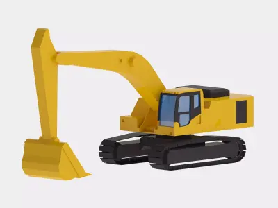 Excavator Construction PC600 Simplified Low-poly 3D model