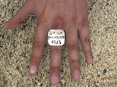 replica of a us wwii Sicily campaign souvenir ring 3D print model