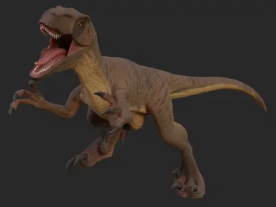 Velociraptor Low-poly 3D model 2