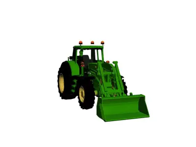 John Deere 6195M Low Poly Tractor Loader Farm Vehicle 3D Low-poly 3D model