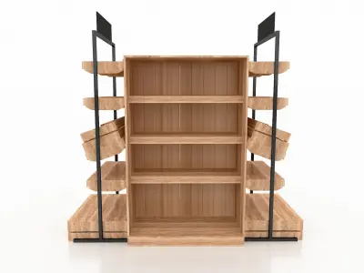 Shelf 3D model 2 wooden display rack 3D model