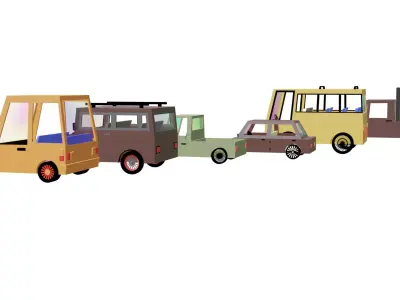 Low Poly Cartoon Car Collection - 6 Vehicle Asset Pack Low-poly 3D model