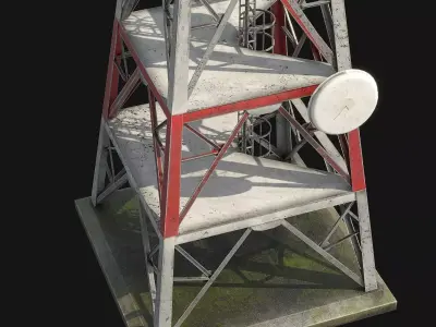 Telecommunication Antenna Tower Low-poly 3D model