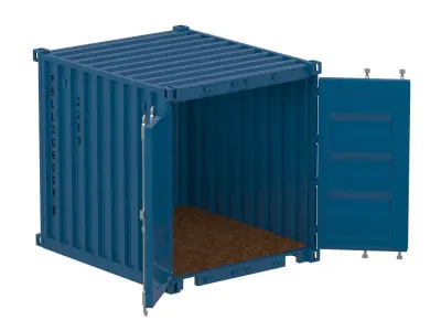 8ft Shipping Container Gray 3D model